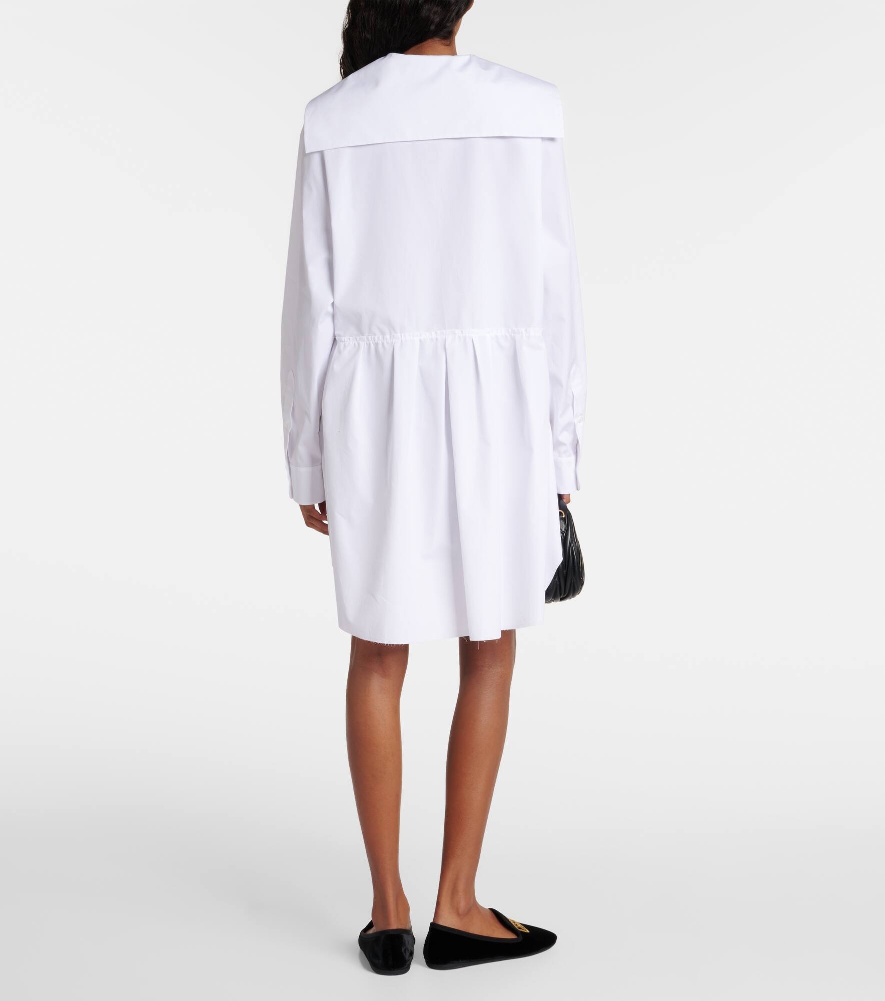 Gathered cotton poplin shirt dress - 3
