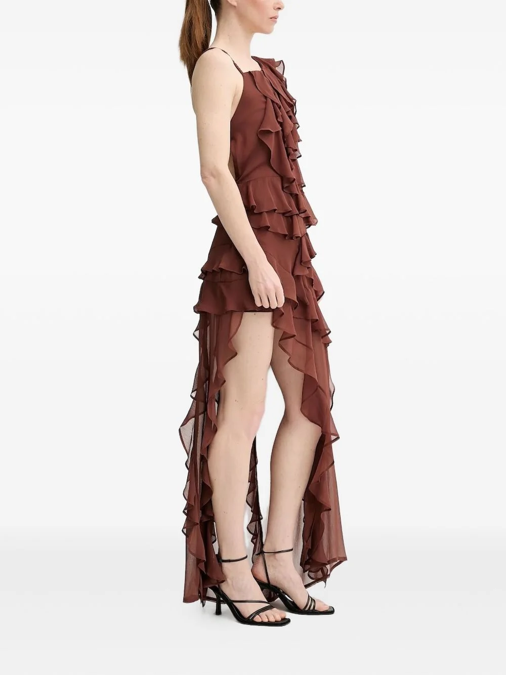 ruffled asymmetric party dress - 1