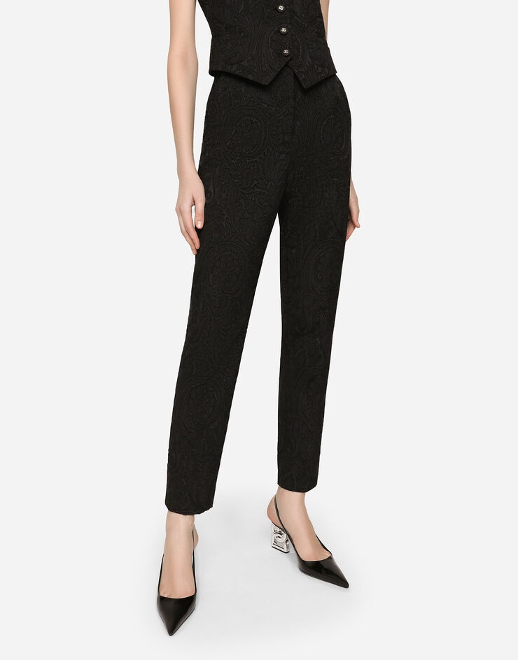 High-waisted ornamental jacquard pants - 4