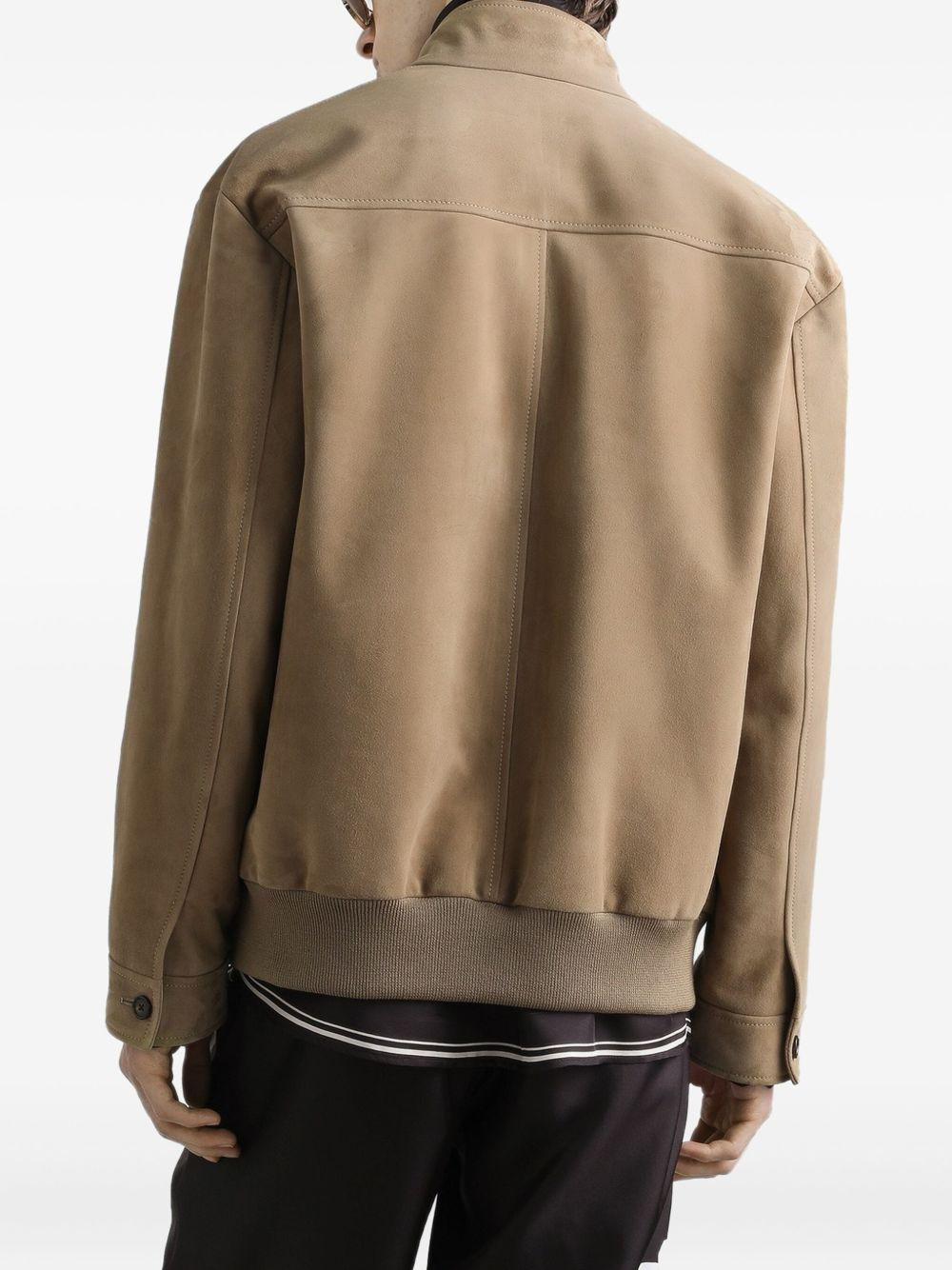 flap-pocketed zip-front leather jacket - 5