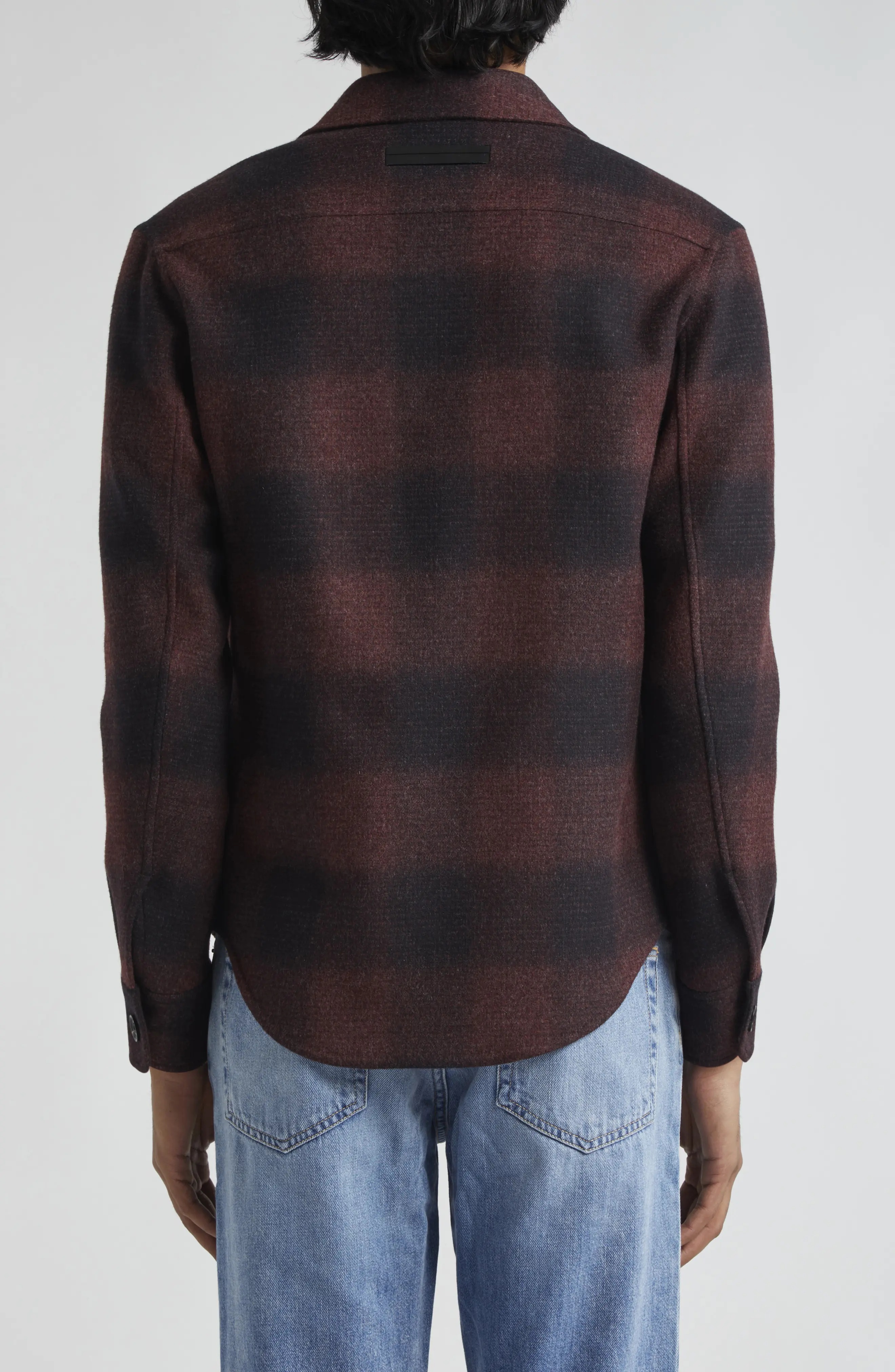 Ombré Plaid Trofeo Wool & Cashmere Double Face Overshirt - 2