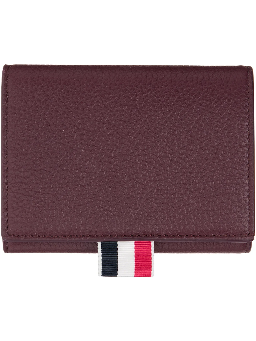 Burgundy Soft Pebble Grain Trifold Wallet - 1