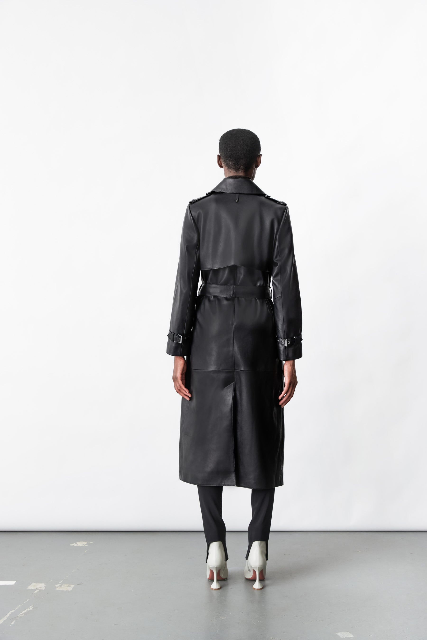 GAEL Leather trench coat with belt - 4