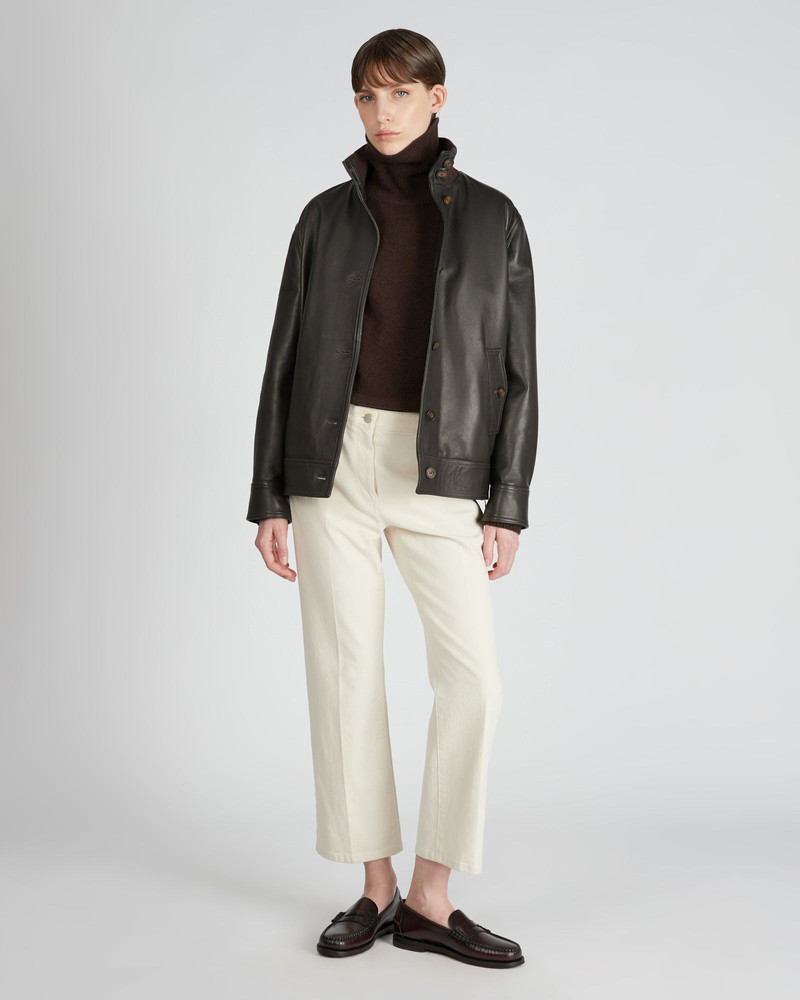 Lambskin nappa leather regular fit bomber jacket 5