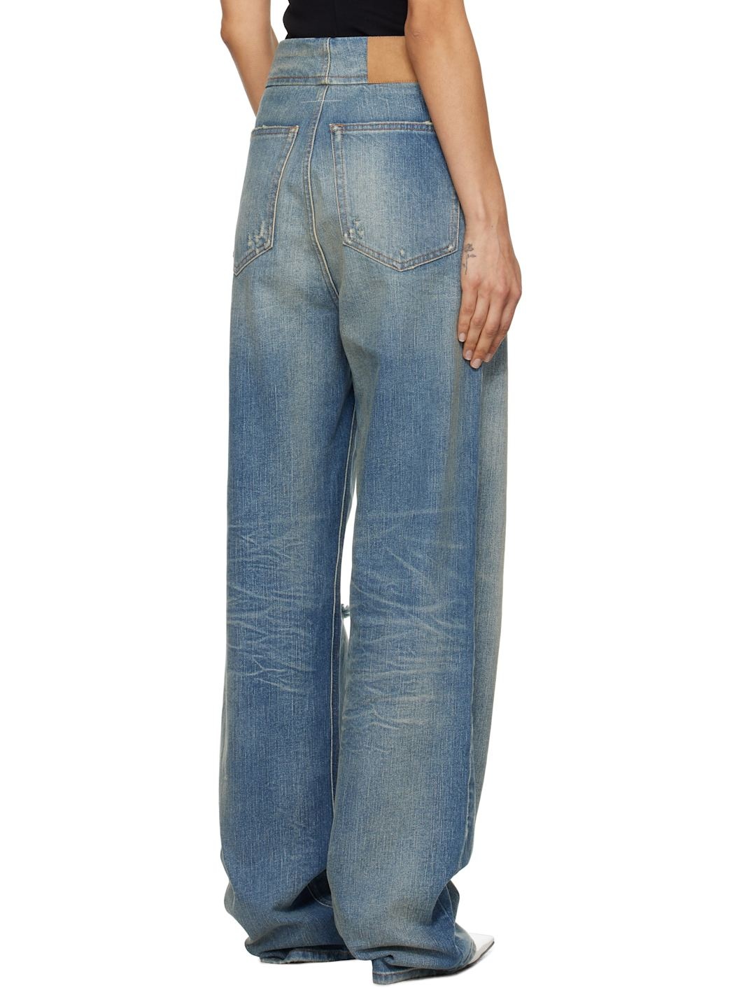 Blue Distressed 5 Pockets Jeans - 3