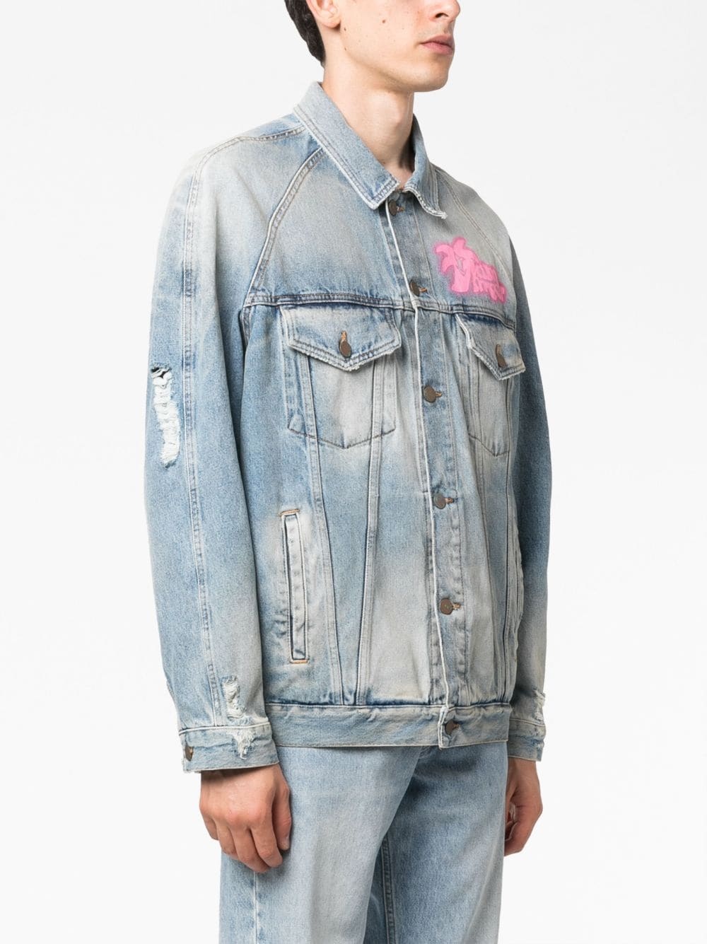 graffiti-print denim jacket - 5