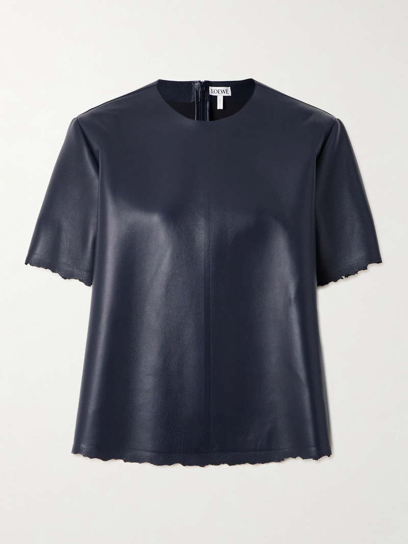 Distressed Embossed Leather T-shirt 1
