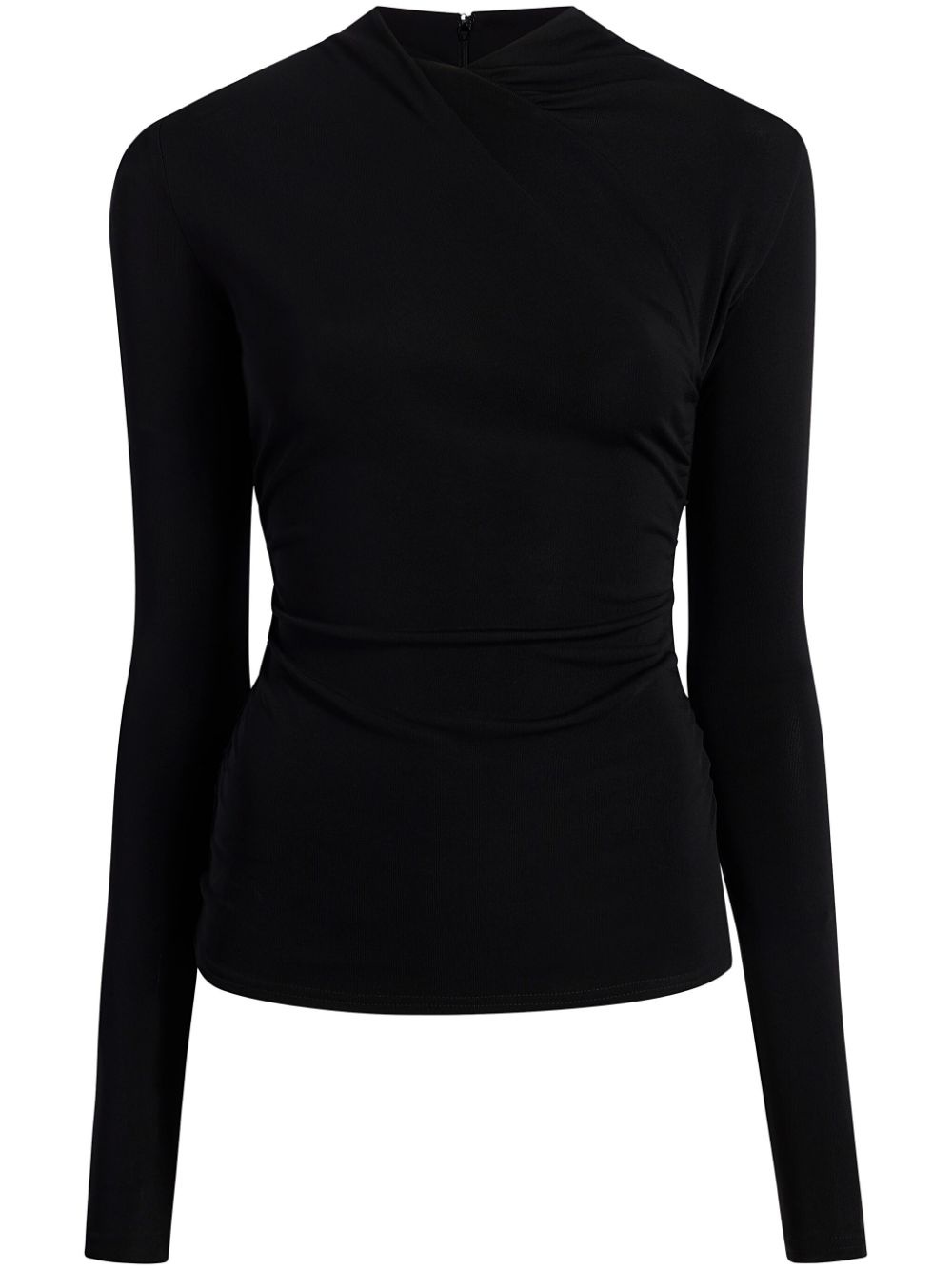 crossover-neck long-sleeve top - 1