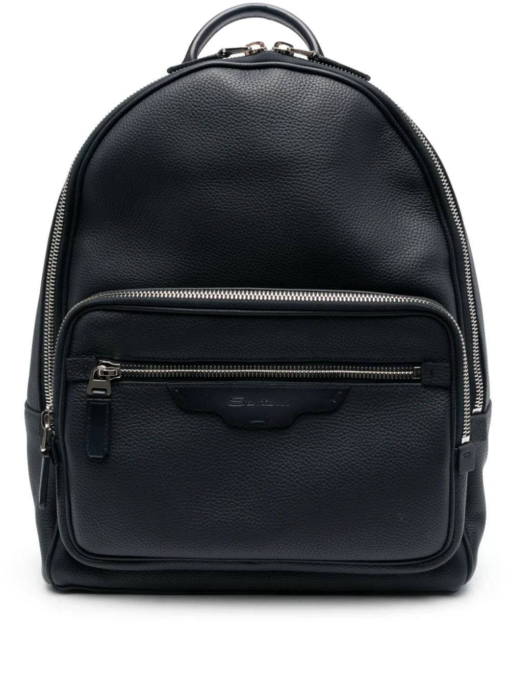 grained-texture leather backpack - 1