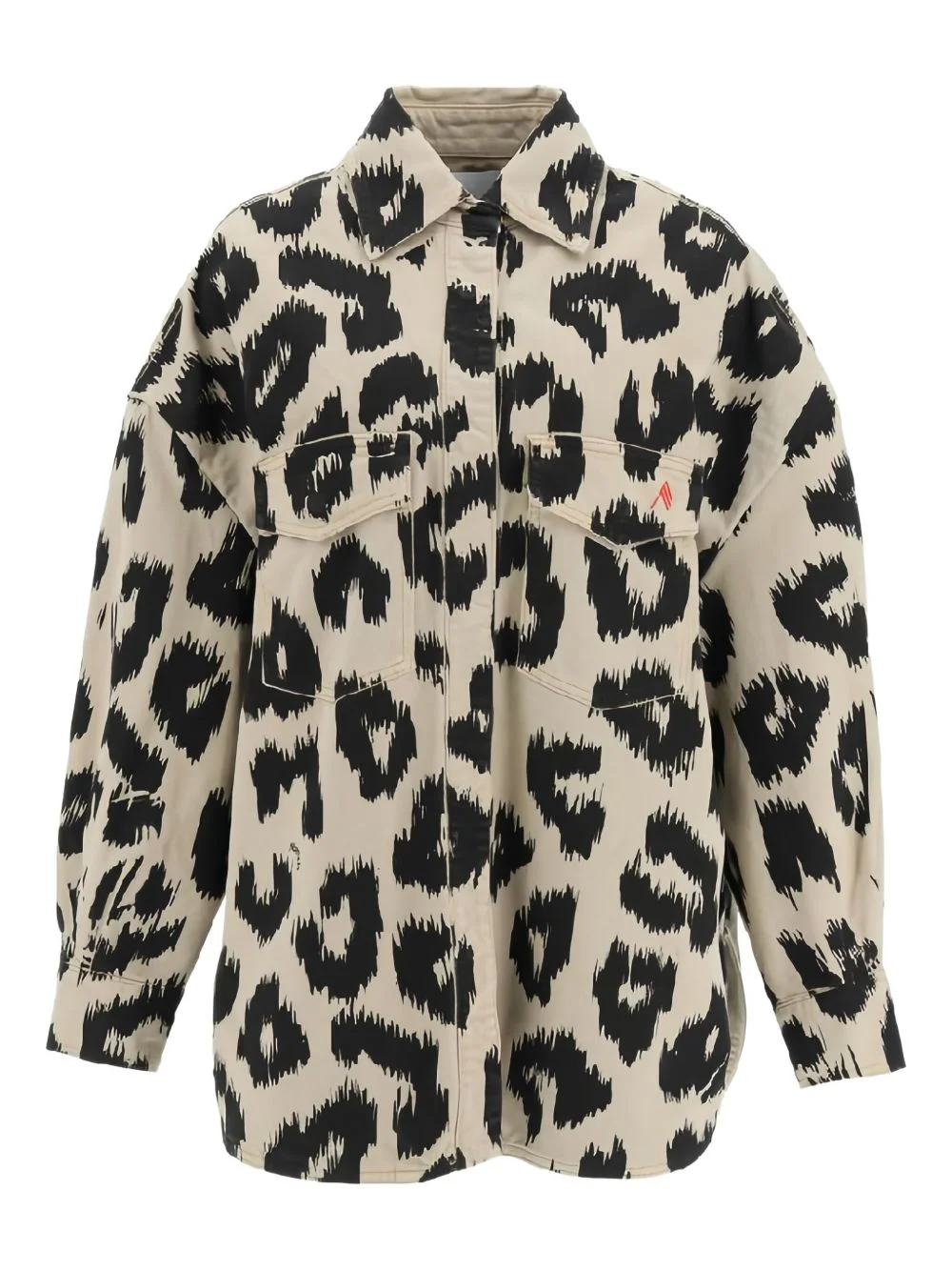 leopard-print denim jacket - 1