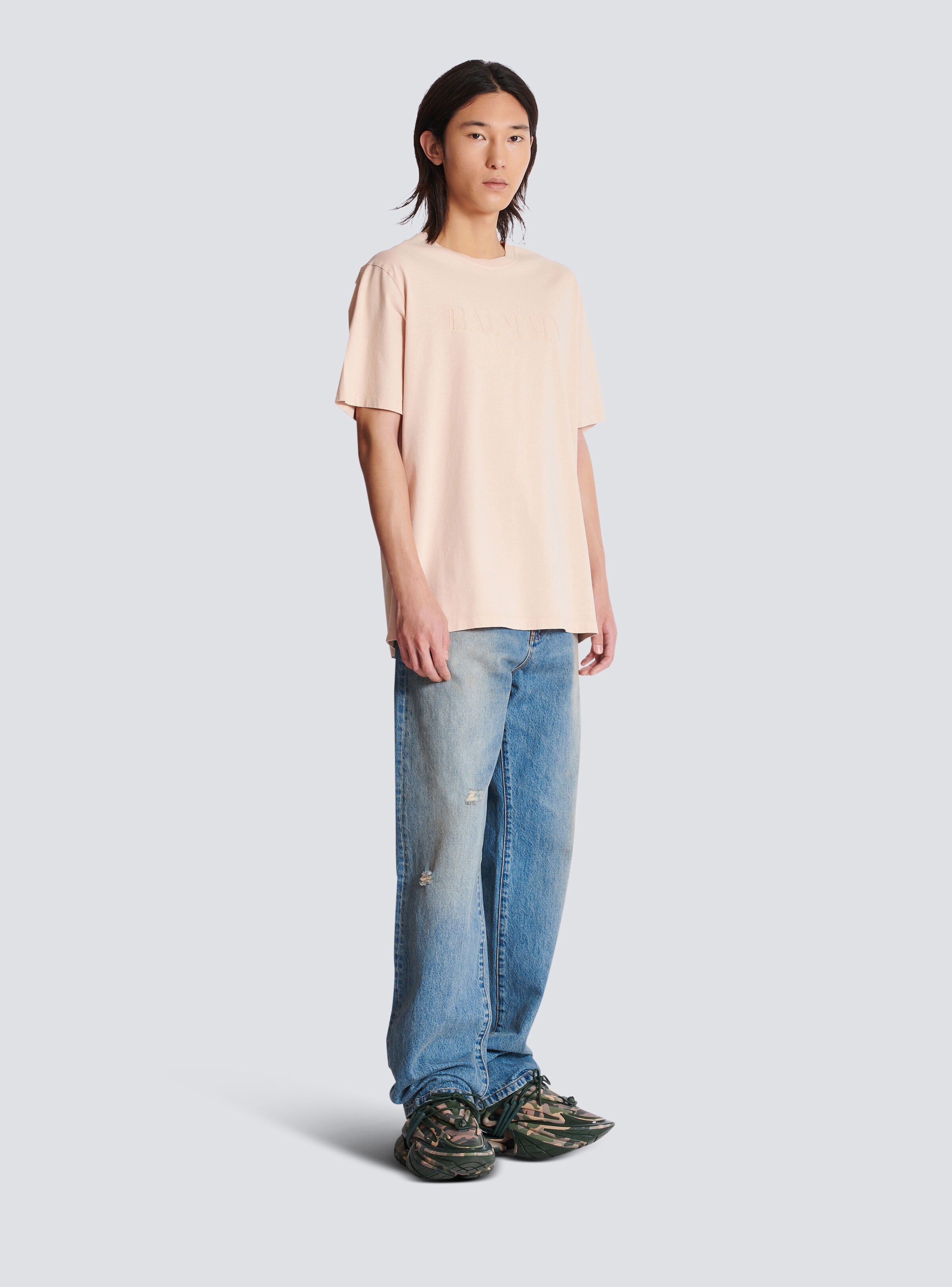 Loose T-shirt with vintage Balmain embroidery - 3