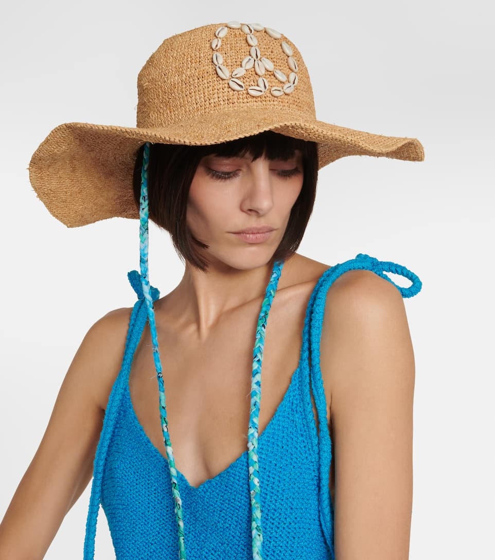 Seashell-embellished raffia sun hat - 2