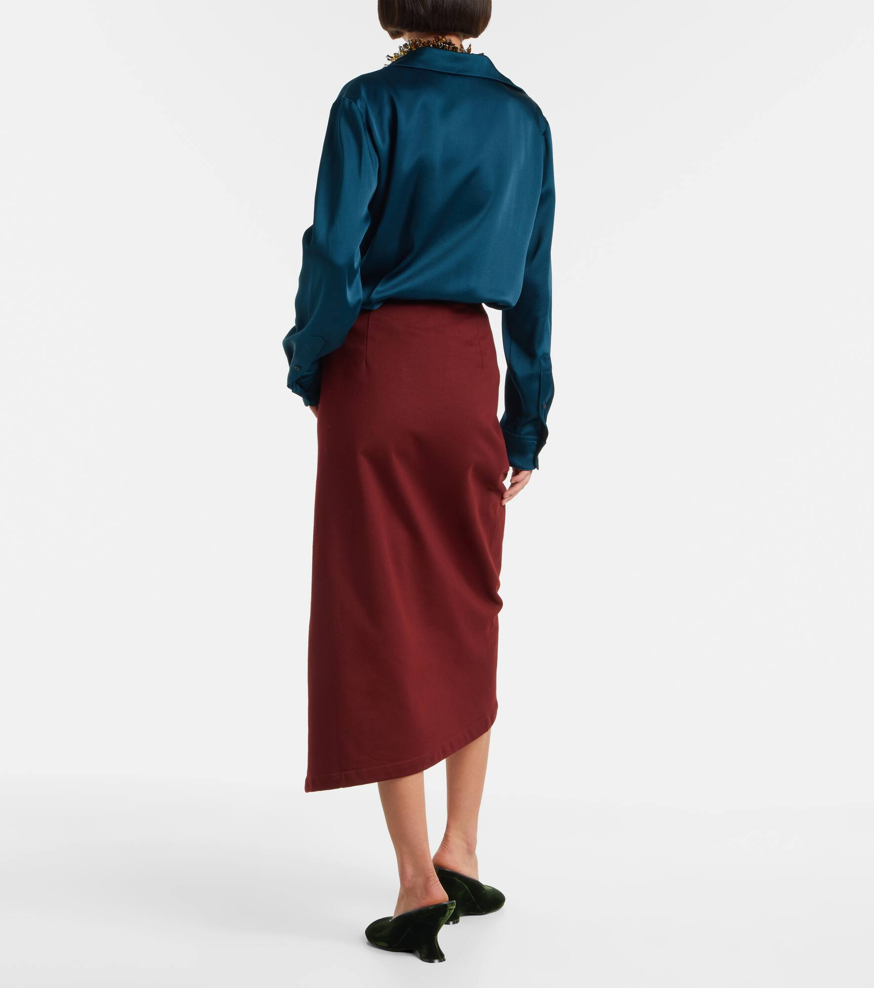 Ruffled cotton midi skirt - 3