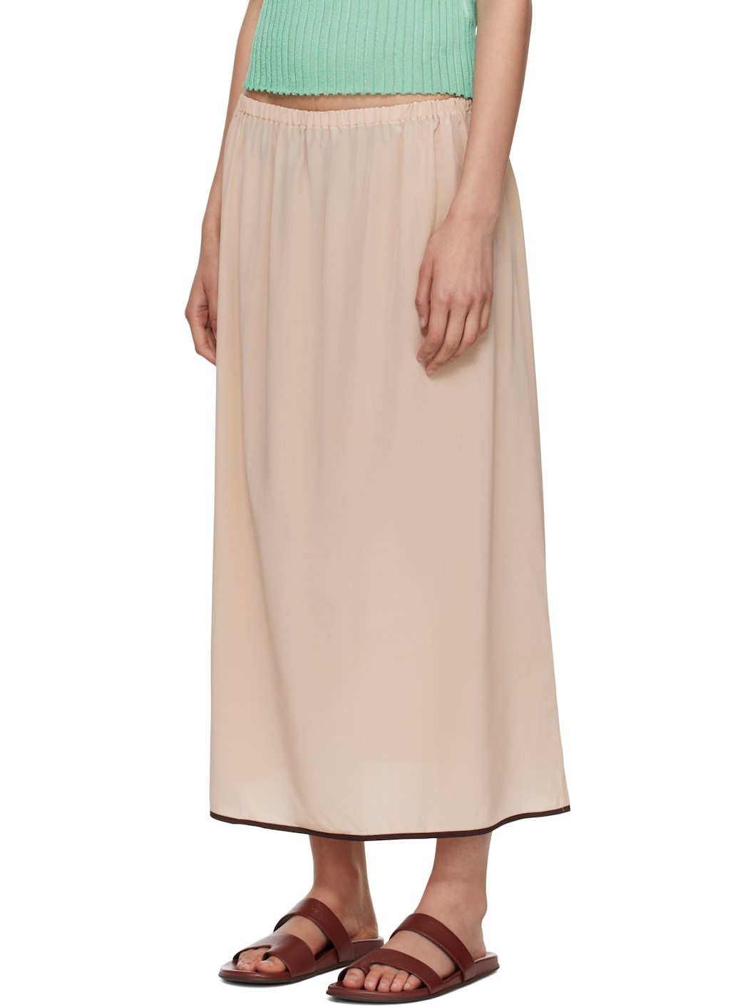 SSENSE Exclusive Pink Silk Maxi Skirt - 4