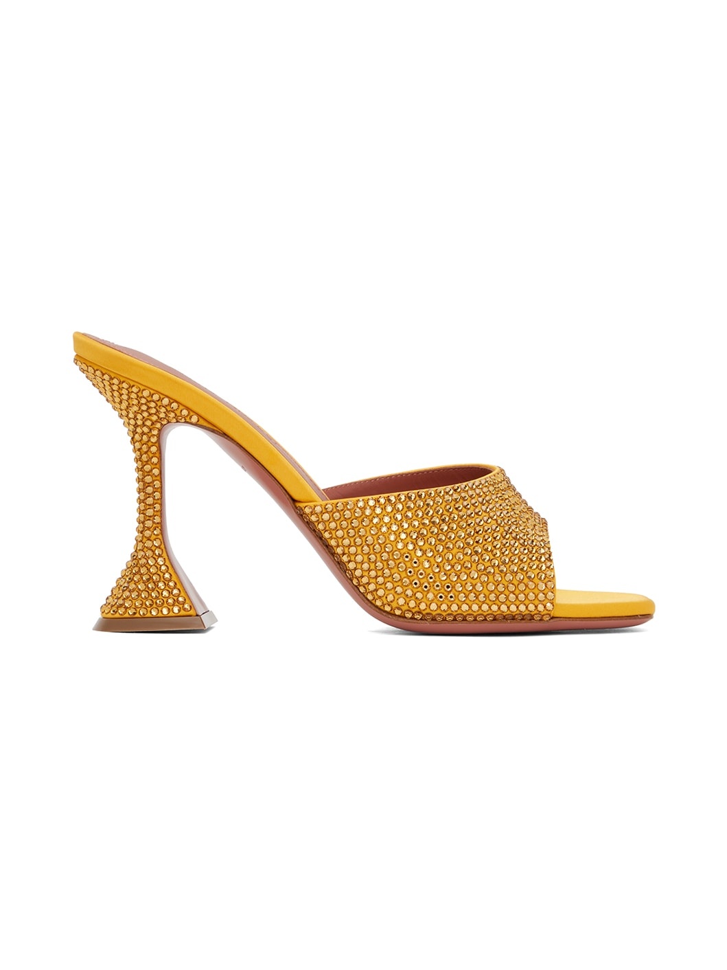 Yellow Lupita Crystal Slipper Heeled Sandals - 1