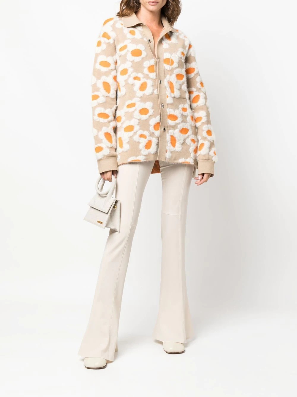 floral-print knitted jacket - 2