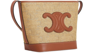 CELINE Small Bucket Cuir Triomphe In Raffia Effect Textile With Triomphe Jacquard outlook