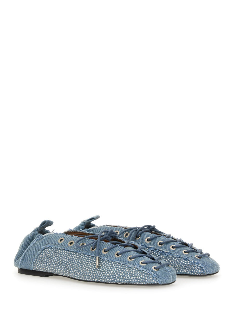 Ganni Women Lace-Up Ballerina - 2