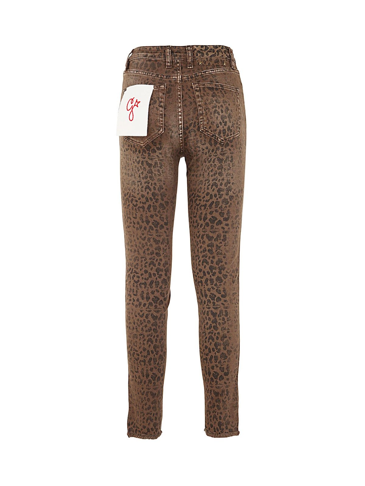 Women's cotton denim pants with shaded-effect crystal decoration