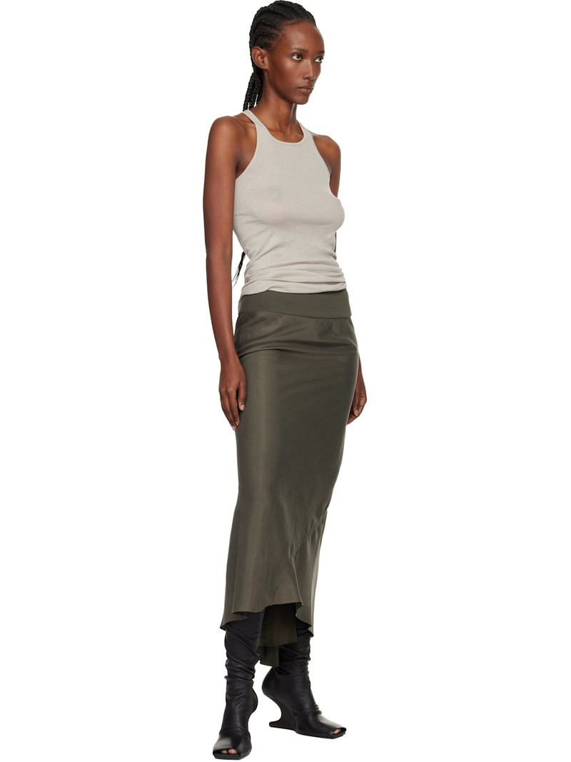 Rick Owens Khaki Concordians Calf Bias Midi Skirt outlook