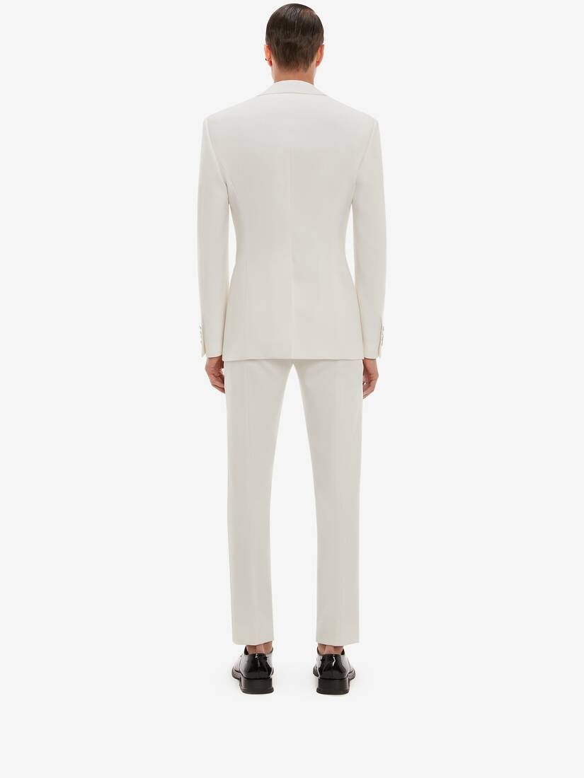 Wool Tuxedo Cigarette Trousers in Ivory - 4