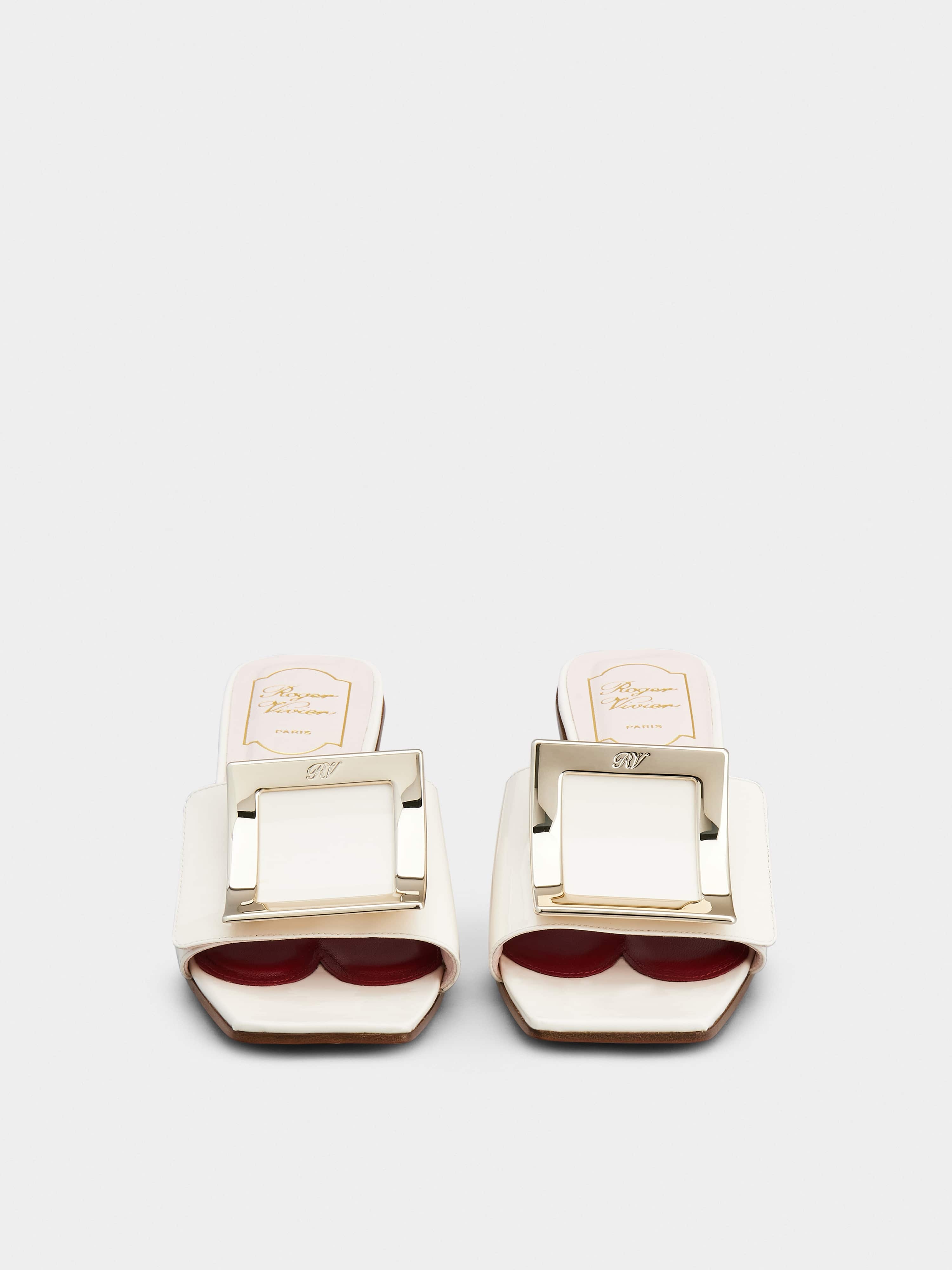 Love Metal Buckle Mules in Patent Leather - 4