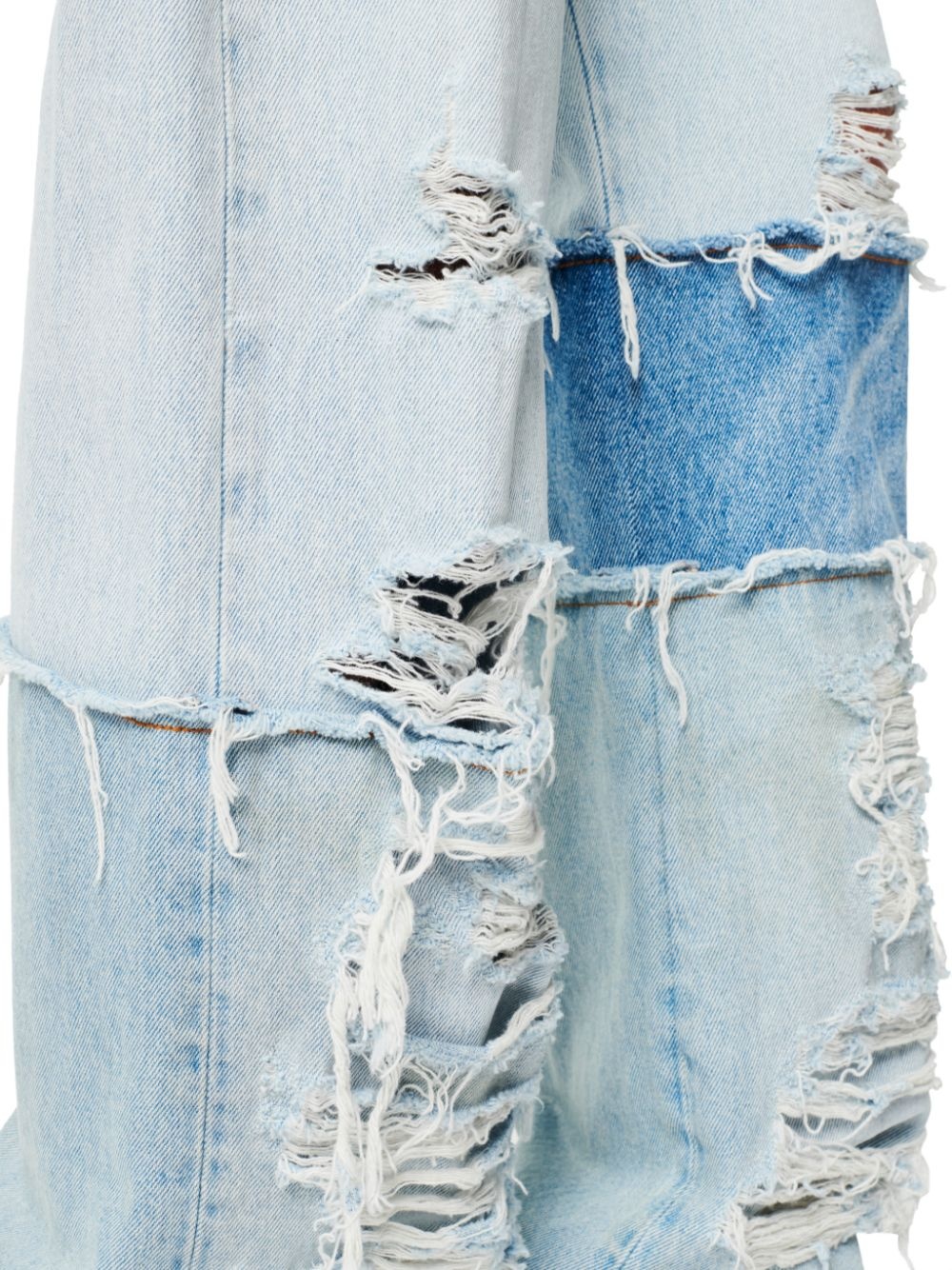 Layered Denim Baggy Pants - 5