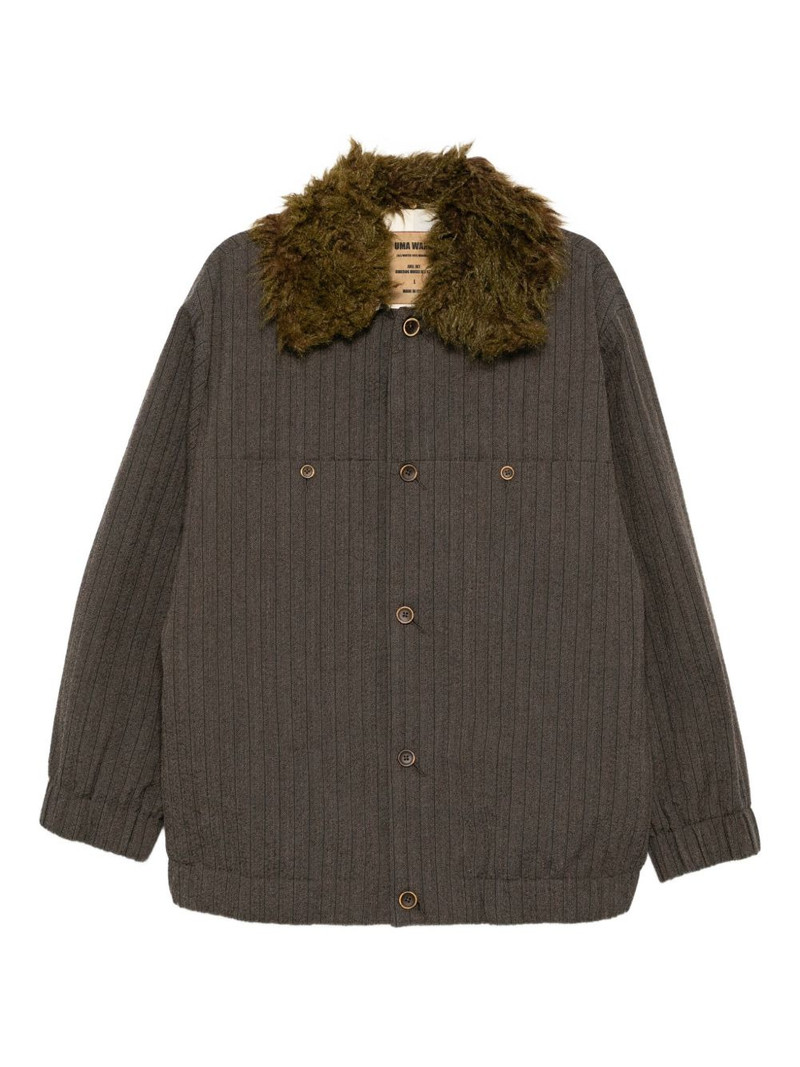 faux fur-trim shirt jacket 1
