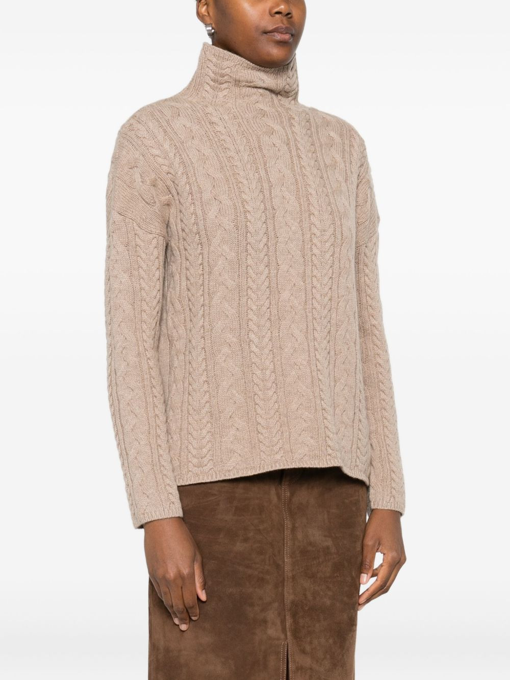 cable-knit turtleneck sweater - 3