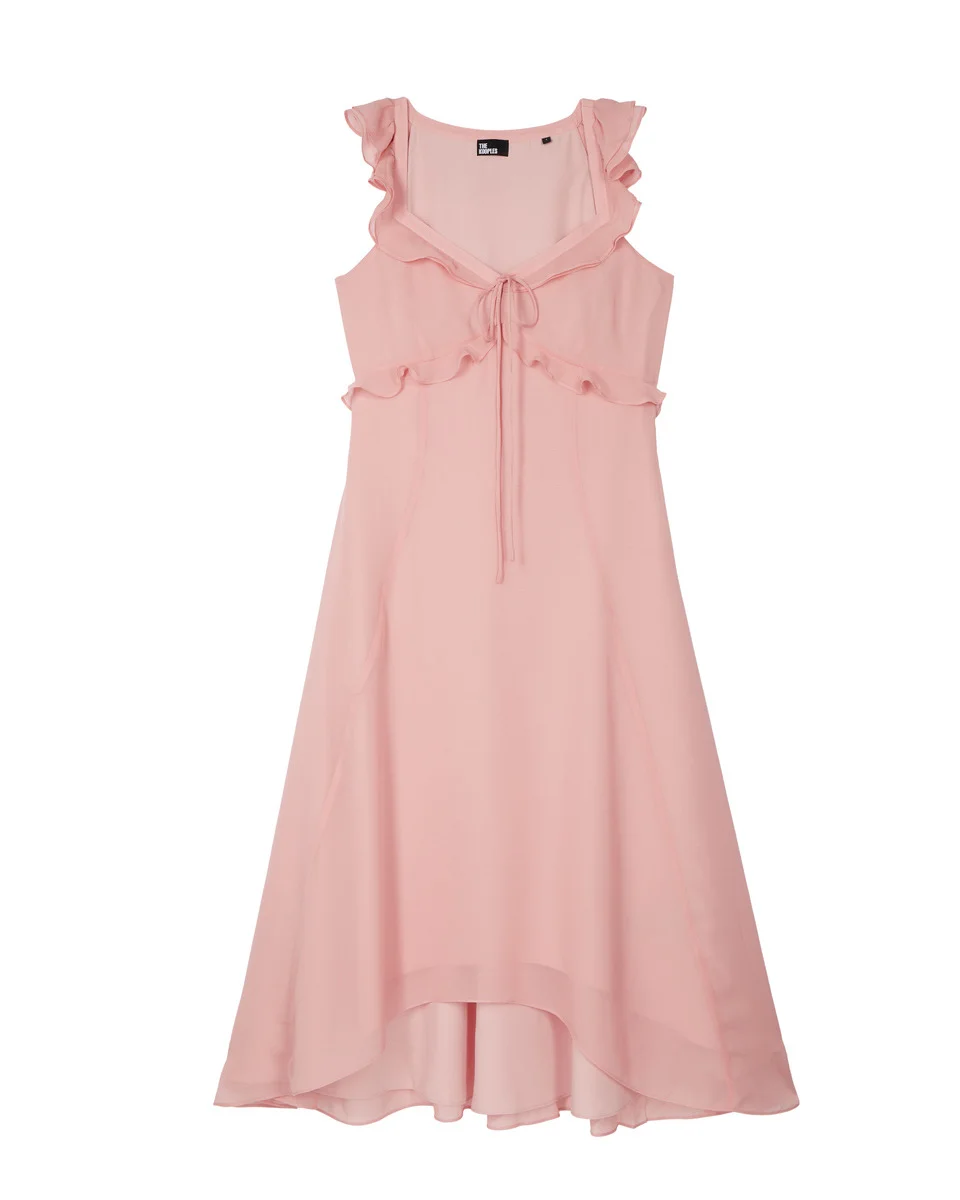 PINK RUFFLED MAXI DRESS - 1
