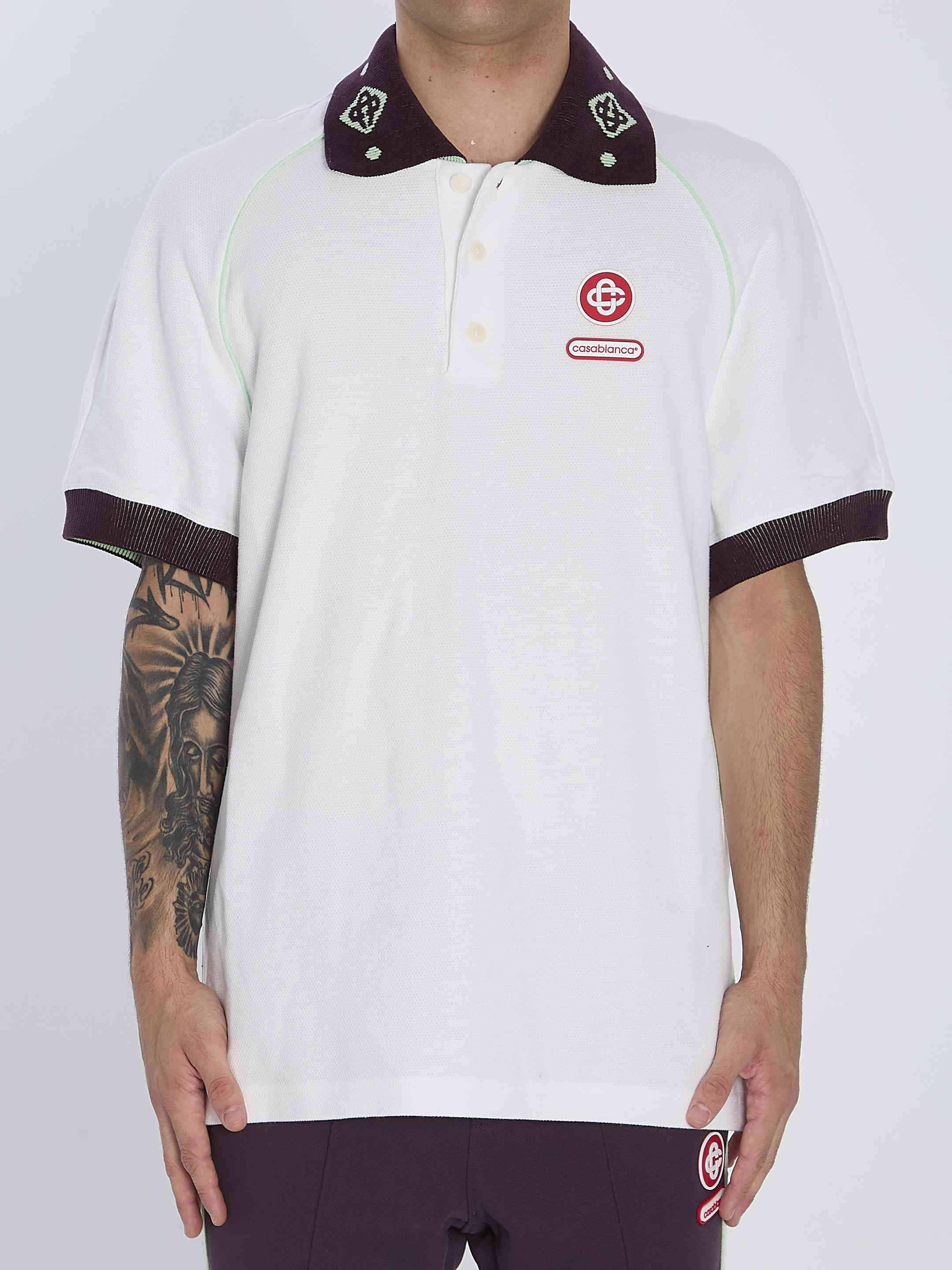 Casablanca Men Piqué Cotton Polo Shirt - 1