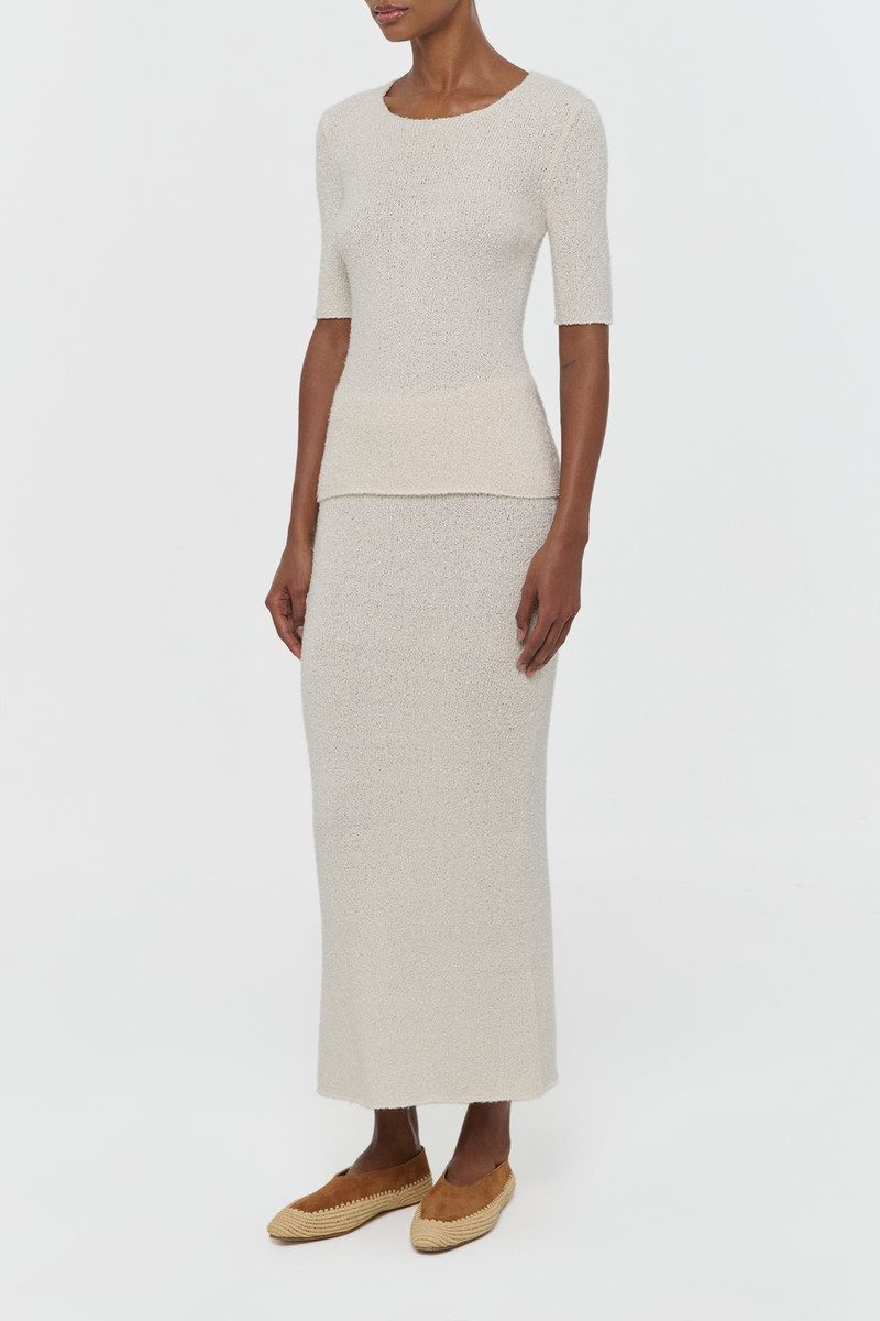 Terranova Knit Maxi Skirt in Off White Mulberry Silk 3