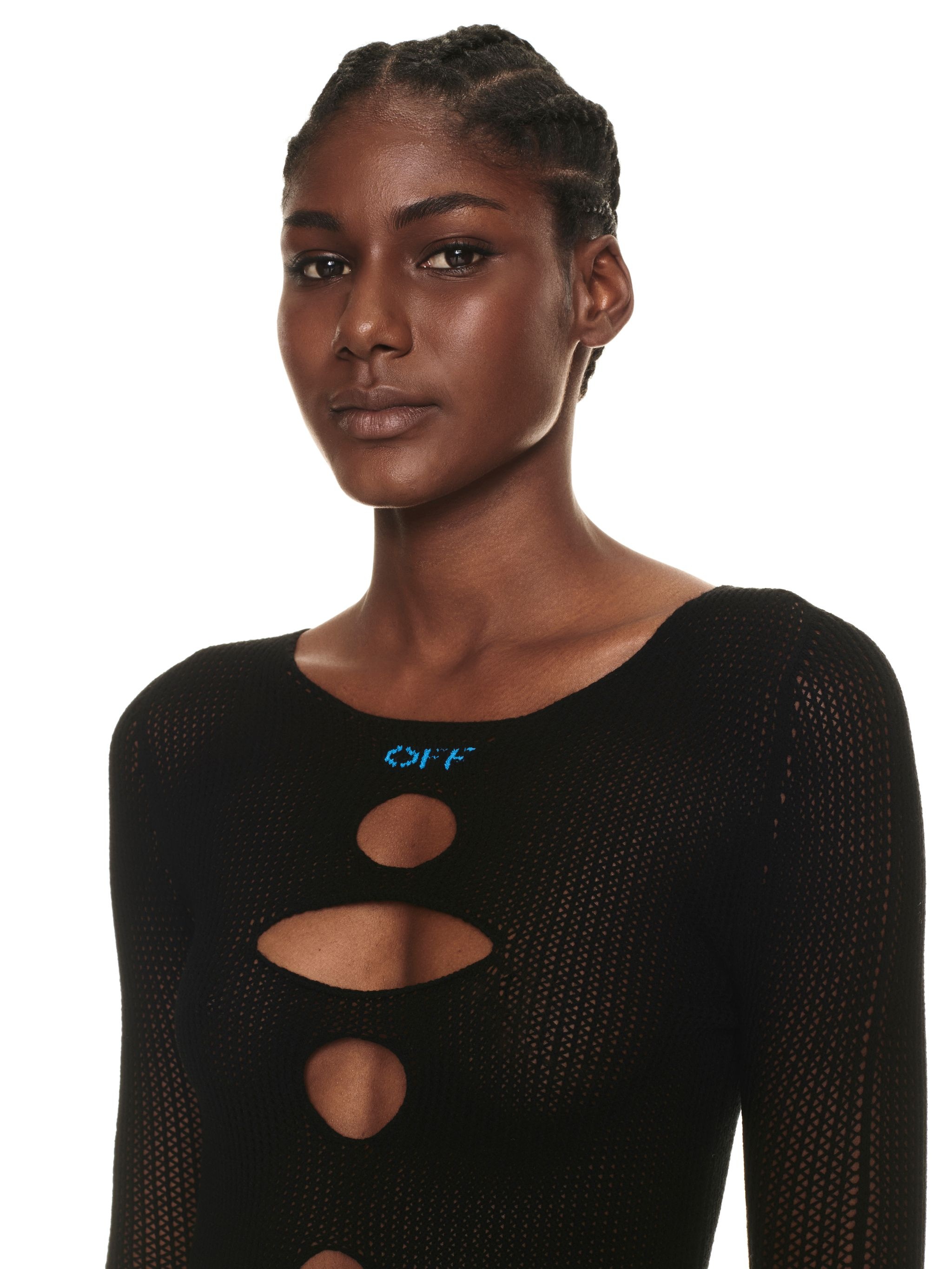 Off-White Center Hole Net Long Dress Black Light | REVERSIBLE