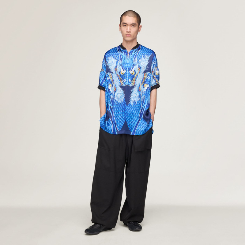Y-3 BLUE SATIN GRAPHIC JERSEY 5