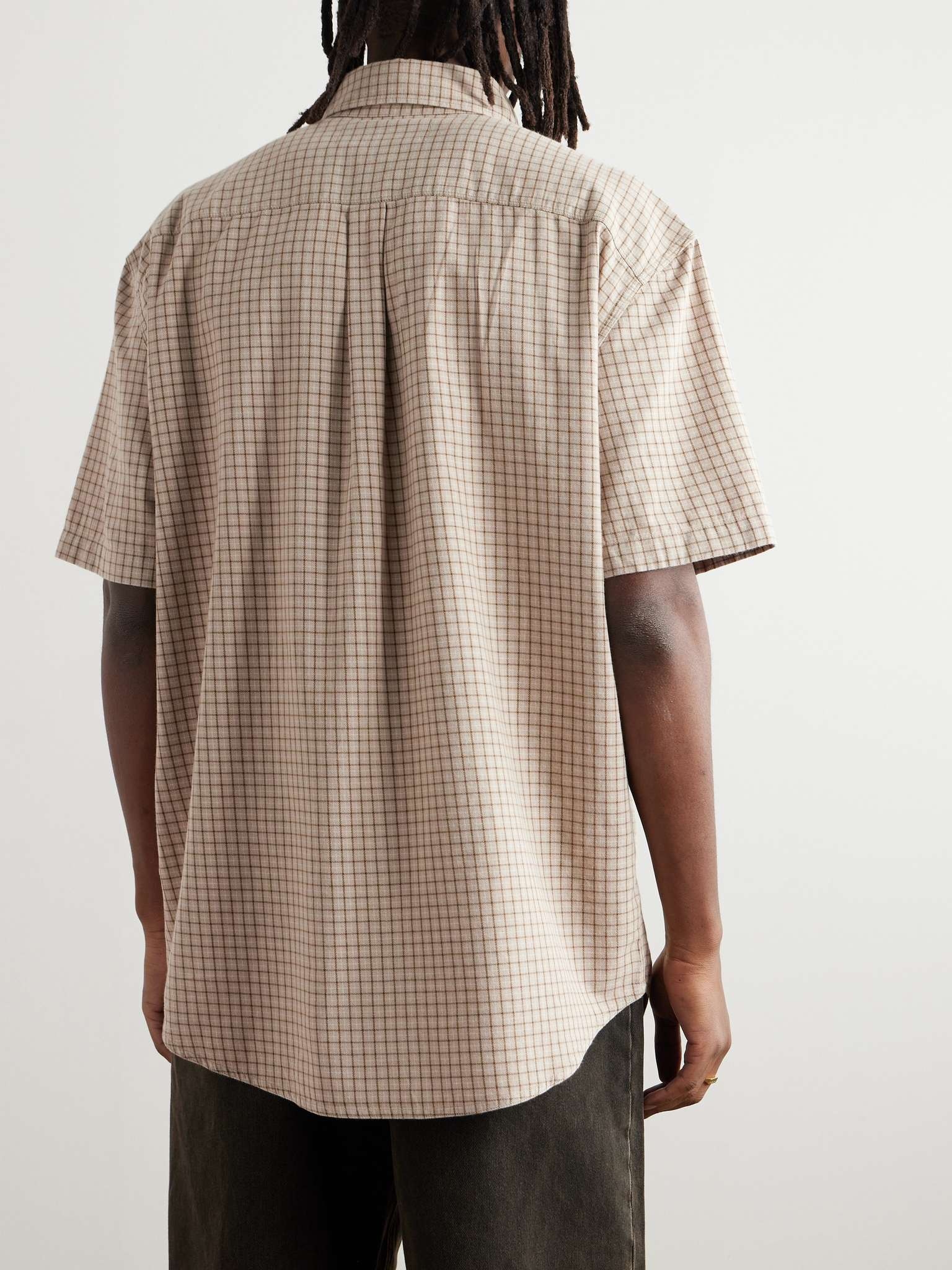 Button-Down Collar Logo-Appliquéd Checked Cotton-Flannel Shirt - 4