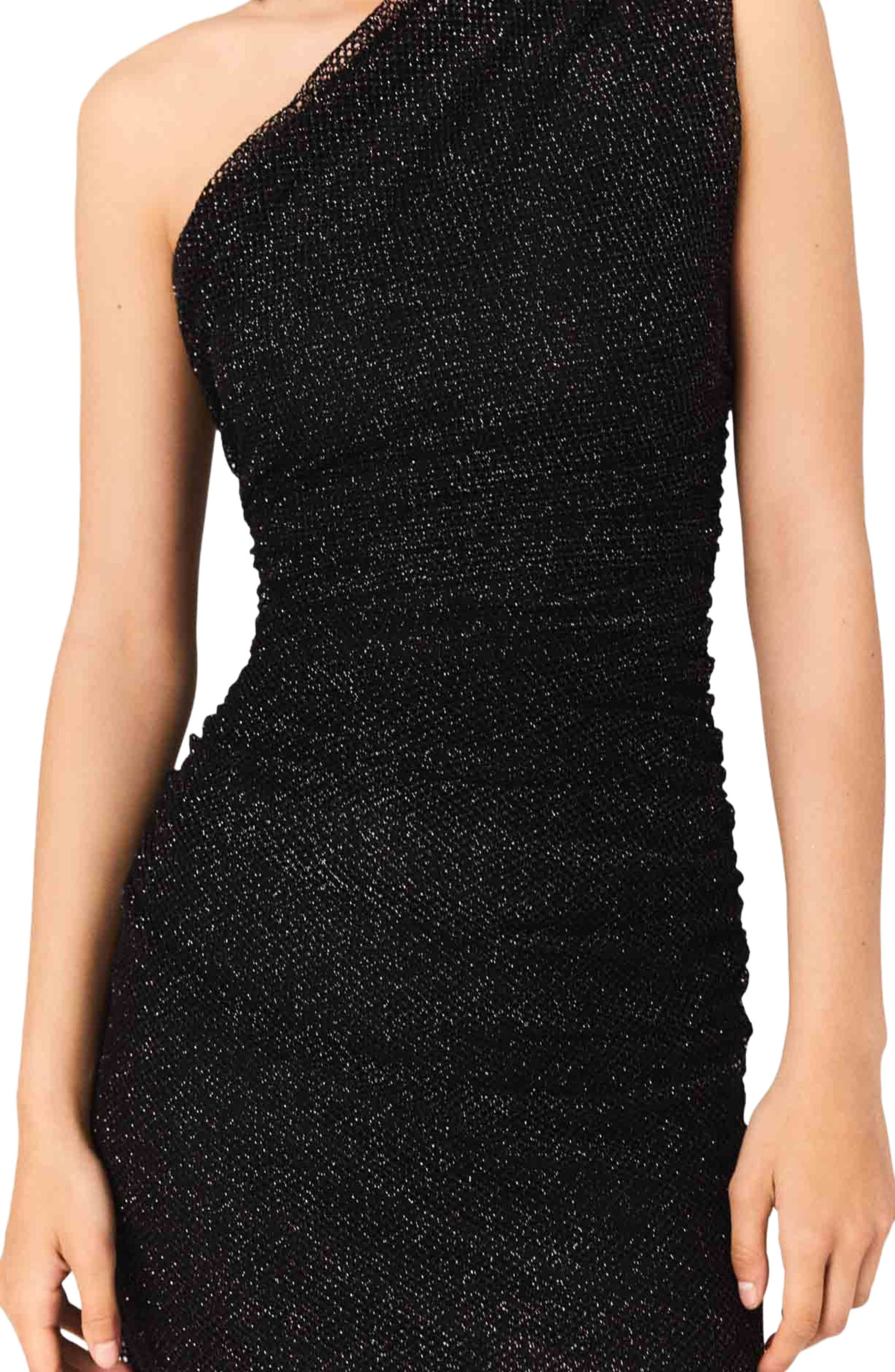 maje Asymmetric rhinestone knit dress in Black at Nordstrom - 5