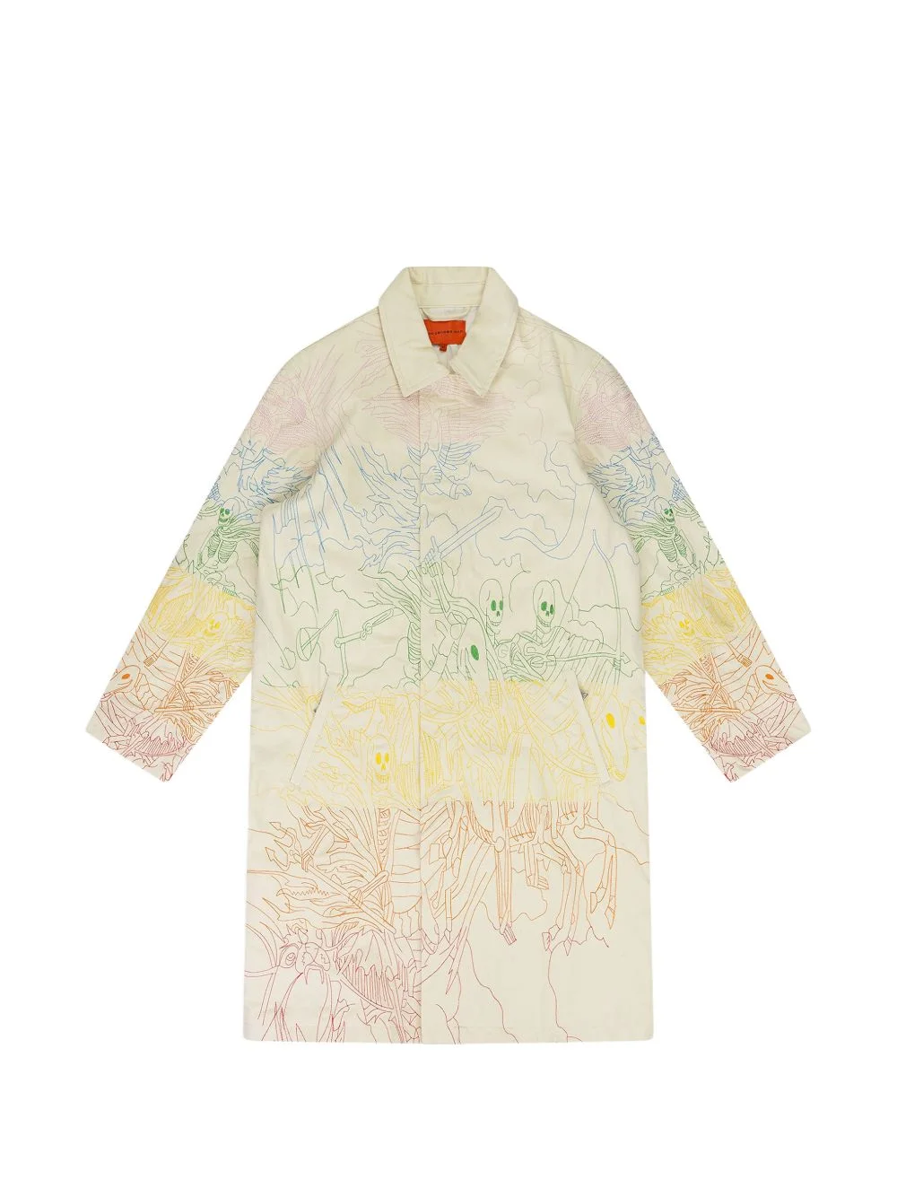 embroidered trench coat - 1