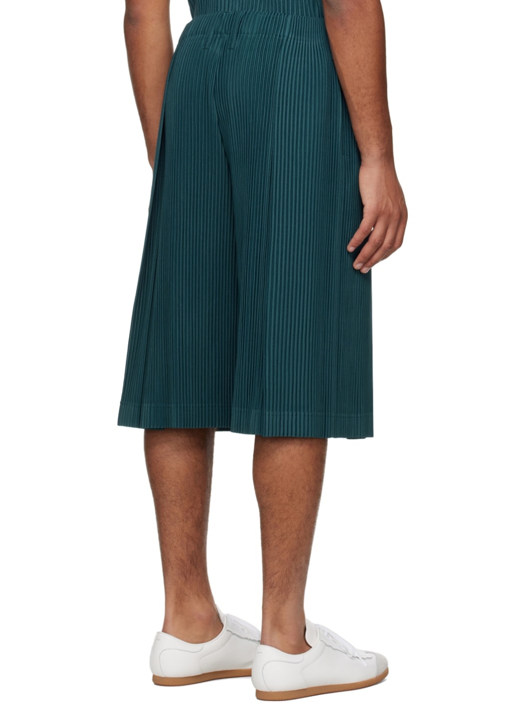 Green Tailored Pleats 2 Shorts - 3