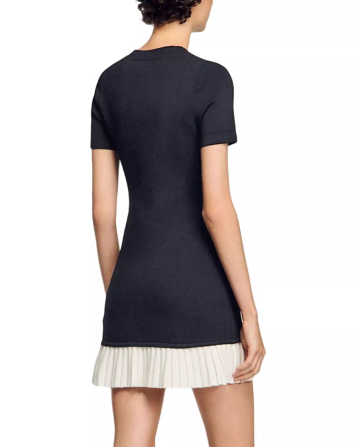 Short Knit Dress with Ruffle - 3