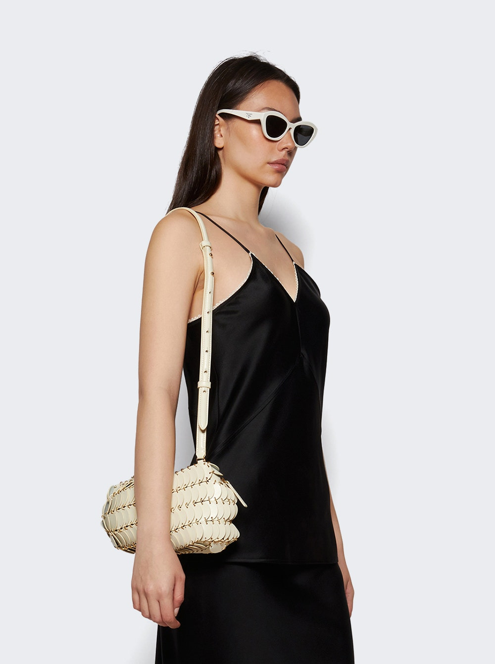 Leather Crossbody Bag Cream And Gold - 2