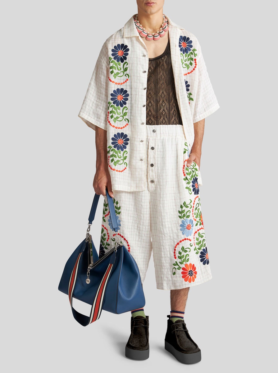 CHECK SHIRT WITH EMBROIDERY - 4