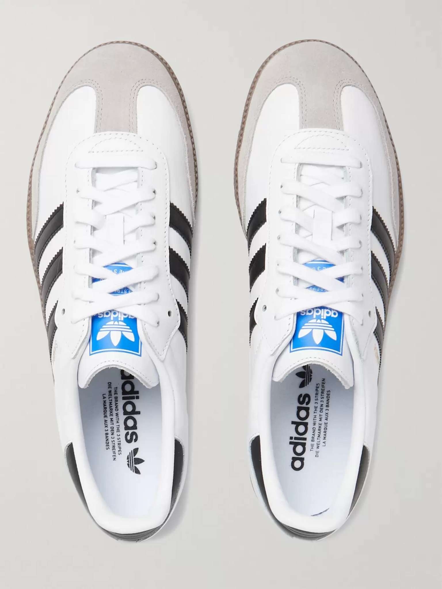 Samba Suede-Trimmed Leather Sneakers - 8