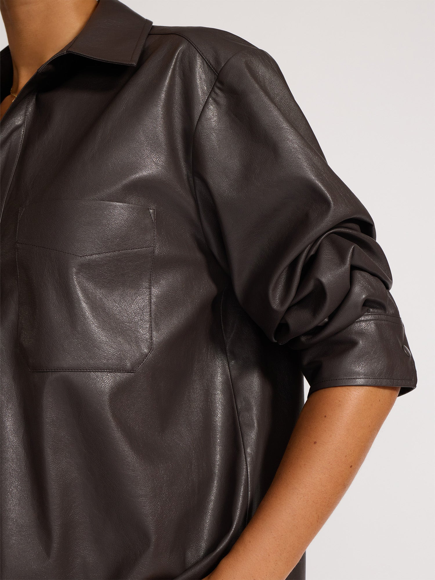The Pia Vegan Leather Shirt - 6