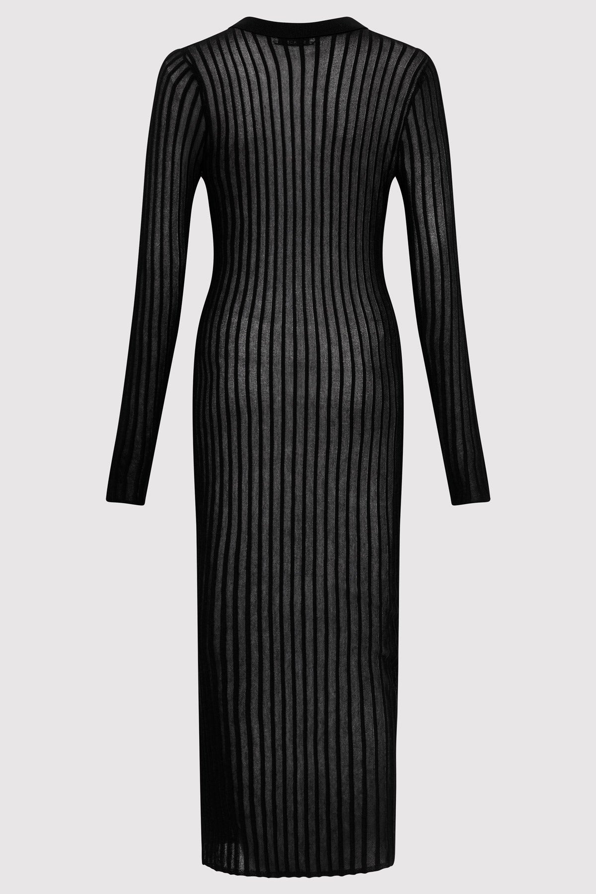 Sheer Stripe Dress - Black - 8