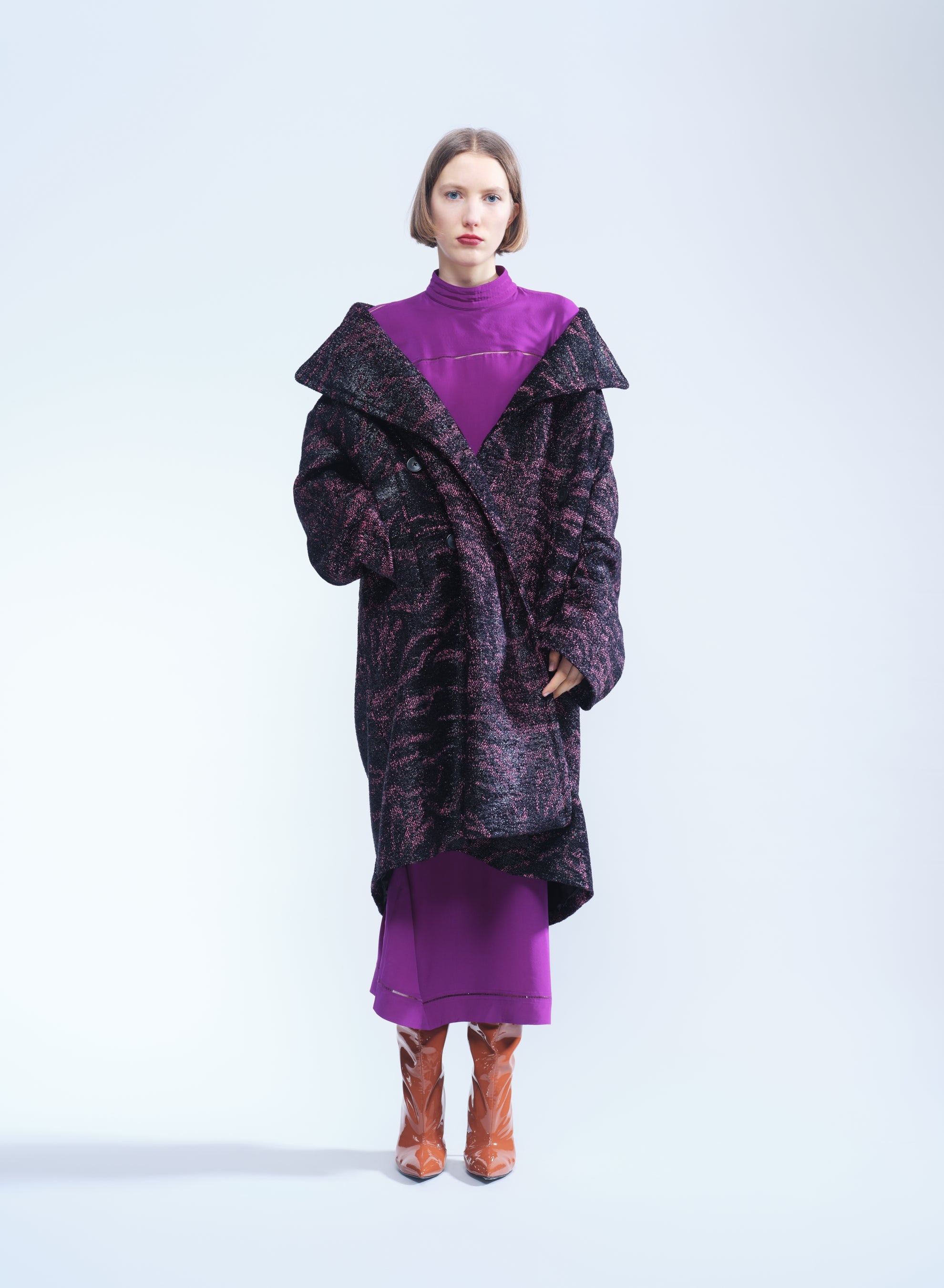 HIGH NECK SILK DRESS - 5