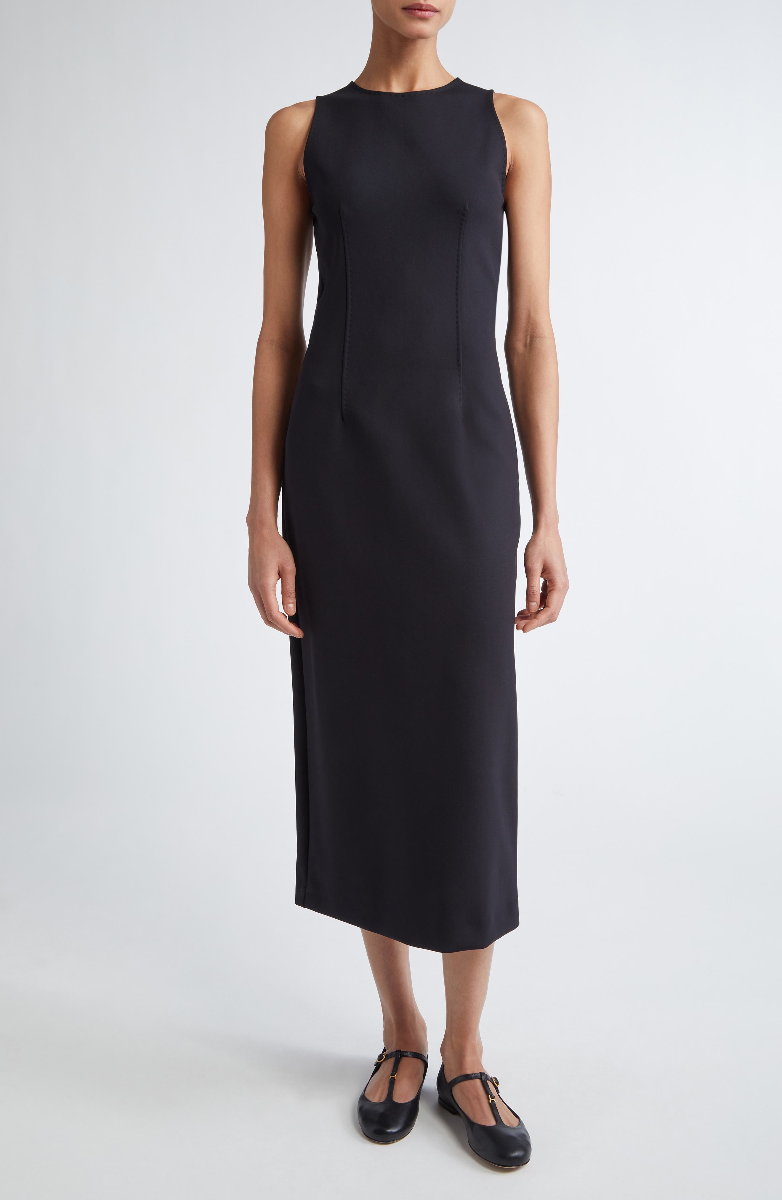 Max Mara Sevres Sleeveless Jersey Midi Dress in Black at Nordstrom - 1