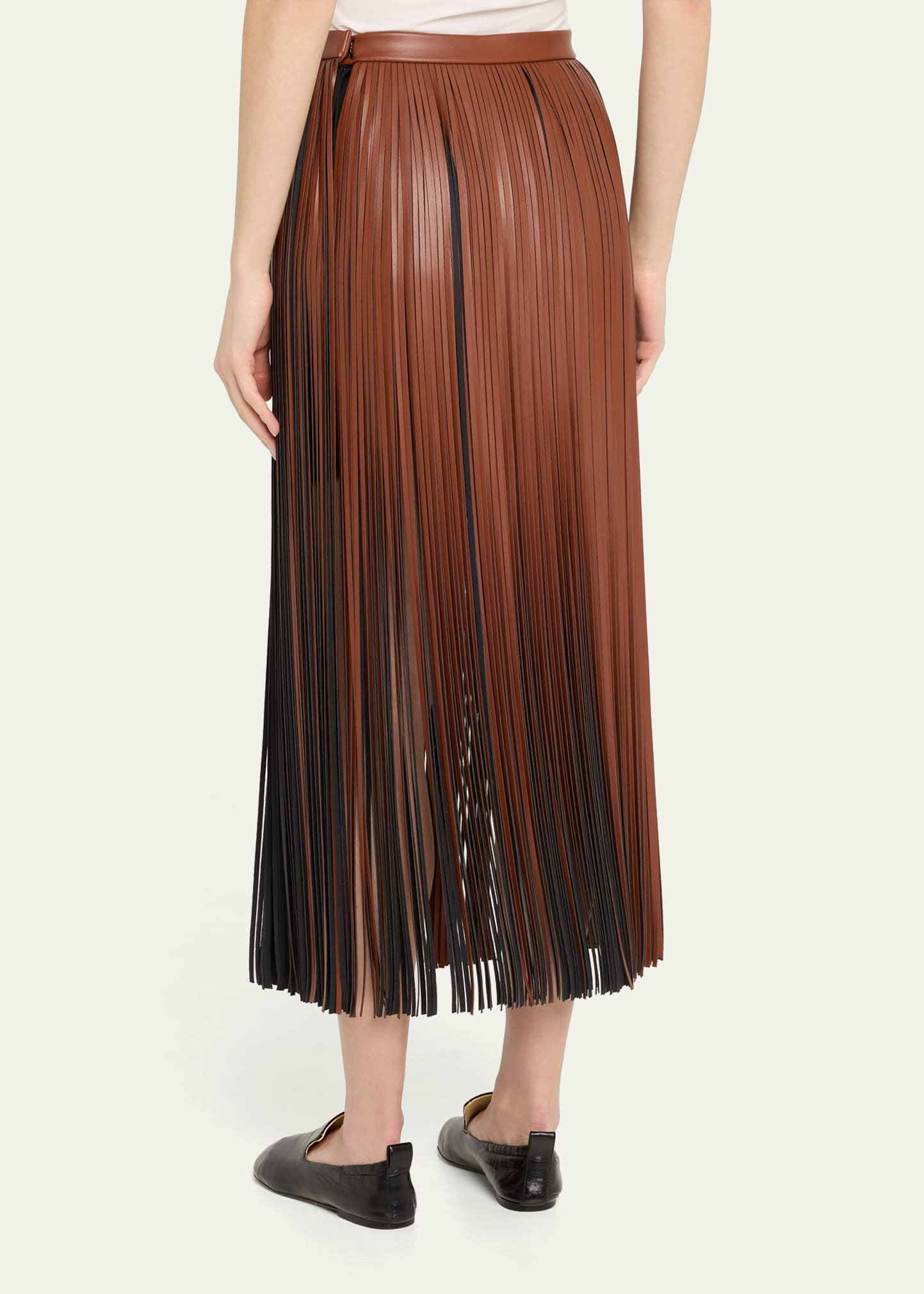 Veda Faux Leather Fringe Skirt - 3