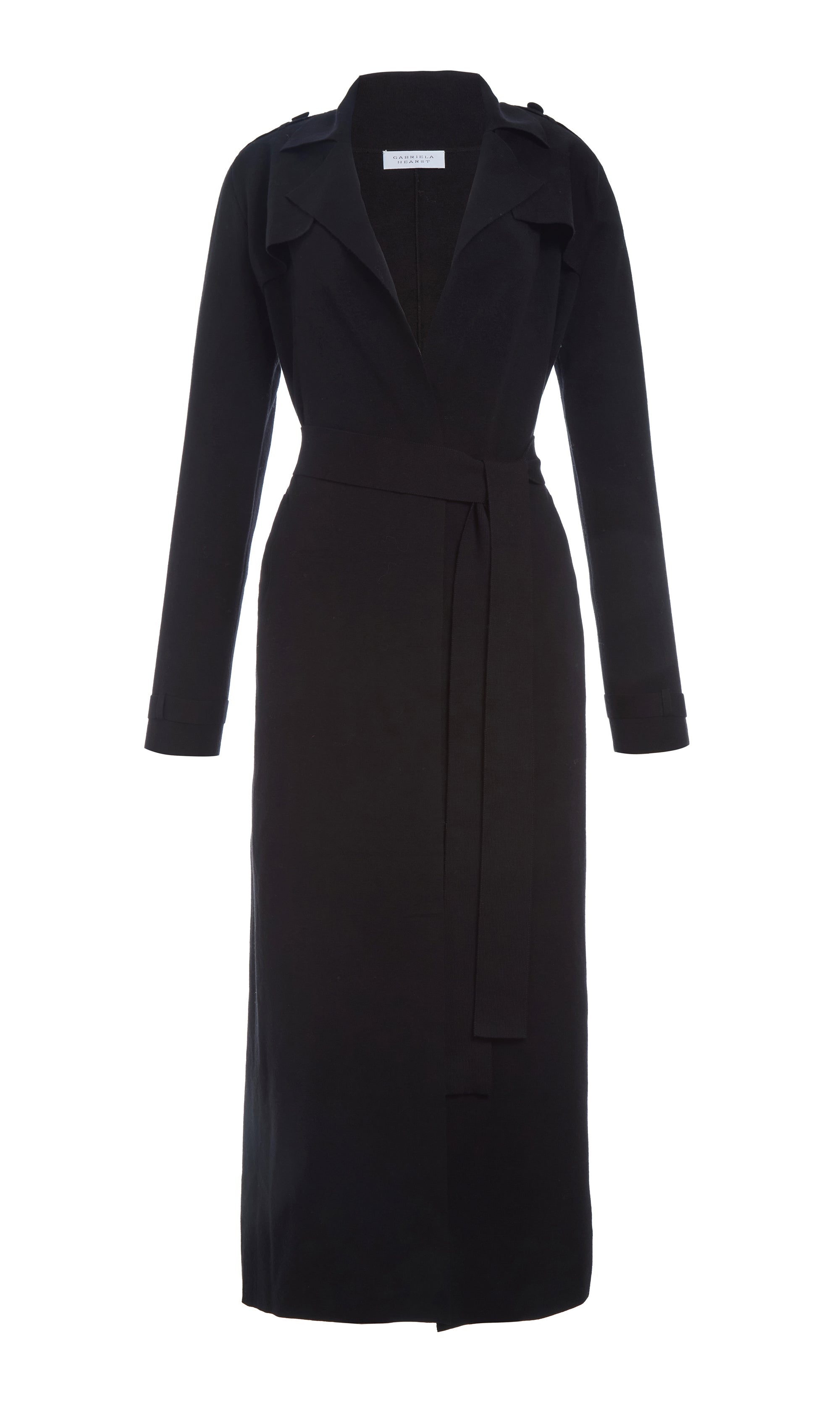 Escamillo Knit Trench Coat in Black Merino Wool - 1
