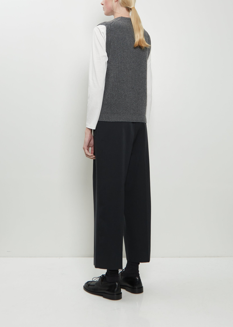 MARGARET HOWELL English Rib Pullover Merino Wool Vest — Charcoal outlook