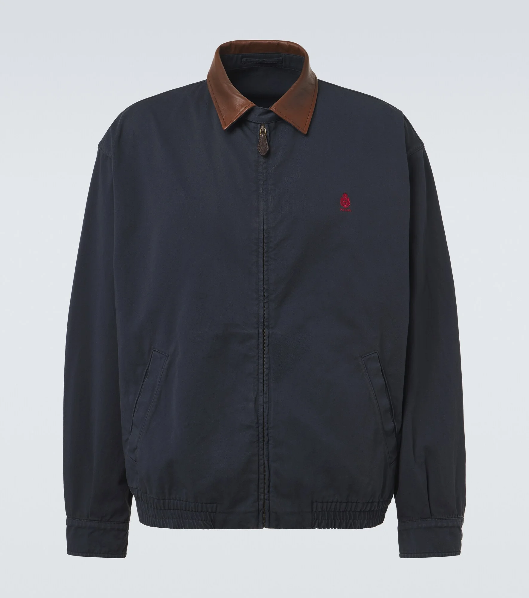 Leather-trimmed cotton canvas blouson jacket - 1